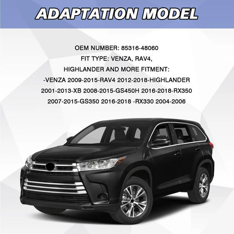 Windshield Washer Reservoir Cap Replacement For Toyota RAV4 Venza Highlander And Lexus displayed with compatible models.