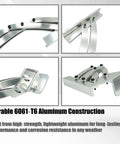 Universal Large Hidden Hinges For Deck Lids Rumble Seat Trunk Lids Car Hoods And Truck Bed Tonneau Covers No Internal Spring Pair Built Tough And Ready For Big Lifts Compatible With Bilt Rite Hinges, 6061-T6 aluminum construction in four views including close-up and side profiles.