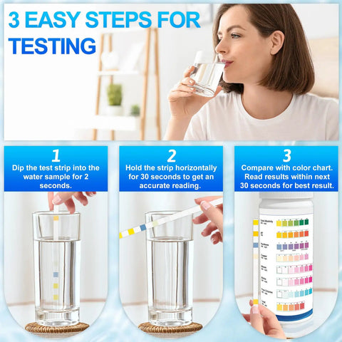Legit Game Changer 8 In 1 Drinking Water Test Kit Featuring 50 Lead Detection Strips For Kitchen Tap And Rural Well Analysis in use.