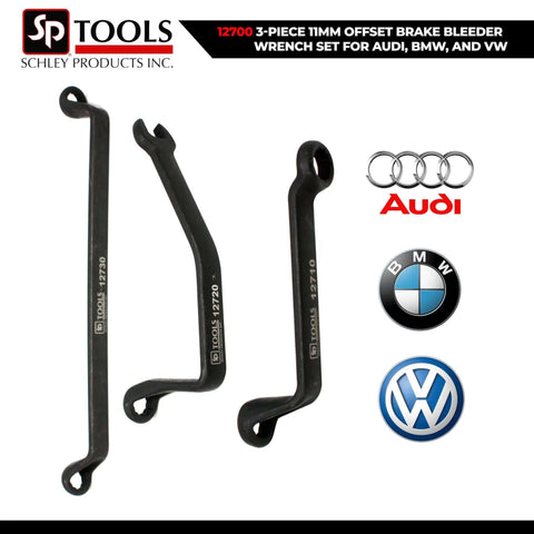 3 Piece 11mm Offset Brake Bleeder Wrench Set for Audi BMW VW Caliper Mounted Electromechanical Parking Brake Compatible No Wheel Removal Easy To Use Great For DIYers