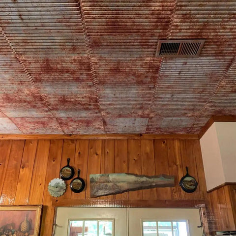 Ceiling with Ridged Metal PVC 2x2 Lay In Ceiling Tile For Quick Ceiling Makeover Adds Crisp Design And Stunning Finish Fits 15/16 In Grid