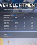 Vehicle fitment chart for Mass Air Flow Sensor MAF For Honda Accord CR V Civic Acura RDX 2016 2020 Replacement Fits 1.5L And 2.0L Engines Plug And Play High Quality Sensor Built To Exact Specs.