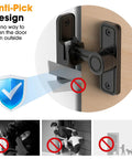 Sliding Barn Door Lock Hardware With 2-In-1 Keyless Entry And 90/180 Degree Mounting, anti-pick design demonstration.