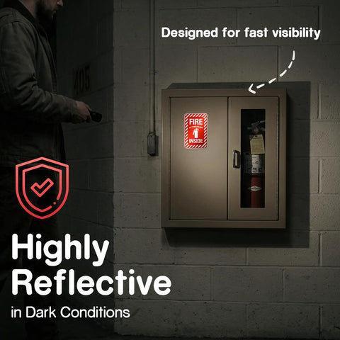 Heavy Duty Reflective Fire Extinguisher Stickers 4 Pack 4.5 Inch Slick Self Adhesive Vinyl Labels Laser Sharp Contrast Built Like A Tank For Gritty Job Sites And Fleet Trucks