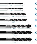 10-piece masonry drill bit set with tungsten steel tips; black and silver bits from Amazon.