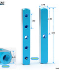 Blue Five Way Eight Port Pneumatic Manifold Block Aluminum Air Distribution Block For Compressed Air Systems One Quarter Inch