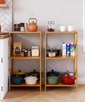 Rustic Bamboo 3 Tier Bookshelf Narrow Storage Rack for Living Room Office Kitchen Garage and Bedroom Super Handy Space Saving Multifunctional Shelf Organizer for Books Plants Decor 42 x 30 x 80 cm.