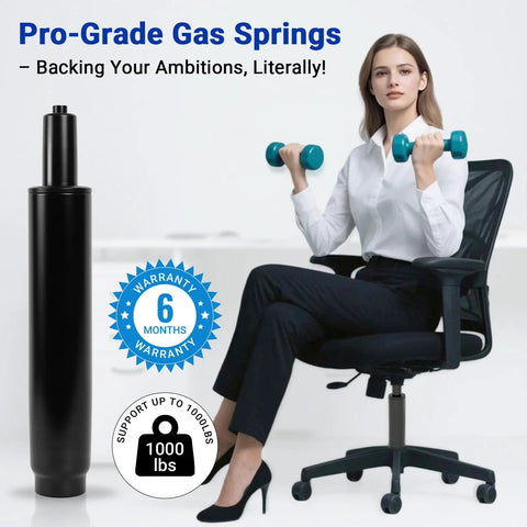 Office Chair Gas Cylinder Replacement Kit With 5.5 Inch Stroke Pro-Grade Gas Springs and Warranty Display