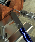 Pro Grade Woodturning Tool Rest Platform With Post And Collar For Scrapers And Turning Tools, Hollowing Ready, Beefy Stainless Steel Platform, 5 7 Or 9 Inch Lengths, 1 Inch Post, 7 Inch Wide Rest, USA Made on lathe with scraper