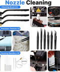 Nozzle cleaning tools from All In One 3D Printer Tools Kit for Beginners 40 Pcs FDM Printer Accessories with brushes and tweezers.