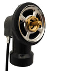 27 Inch Cable Drive Bathtub Drain Trim Kit With White Powder Coated Rotary Knob Standard Pop Up Stopper Strainer Plate And Heavy Duty Schedule 40 Abs Plumbing Fittings For A Quick Room Glow Up Today, rotary knob detail with brass connector.