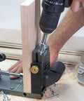 Using Pro Aluminum Pocket Hole Jig Kit For Precise Woodworking And Quick Joints M2 Bundle with drill and wooden board setup