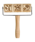 Mini Embossing Rolling Pin With Spring Flowers Design for cookies, pie crusts, fondant; poplar wood core, chrome iron bearings.