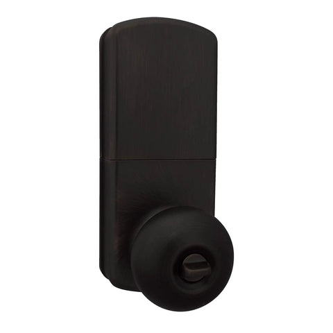 Back view of Titan Keyless Entry Door Lock With Backlit Keypad And Deadbolt, Smart Door Knob Handle in Antique Brass Finish