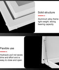 Heavy Duty Roof Access Hatch With Weatherproof Aluminum Frame And Galvanized Steel Plate, High Security Roof Skylight Door For Maintenance, Industrial Cellar Doors For Factories, Warehouses, Workshops, And Lofts, White, close-up frame and hydraulic rod