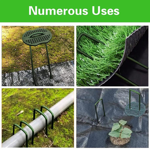 Green Painted Turf Stakes Set With 50 Stakes And 50 Buffer Washers 6 Inch 11 Gauge Heavy Duty Lawn Spikes in various uses