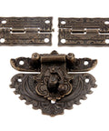 Antique Zinc Alloy Hasp Lock Set With Two Vintage Cabinet Hinges And Screws For Wood Boxes Jewelry Boxes Gift Boxes