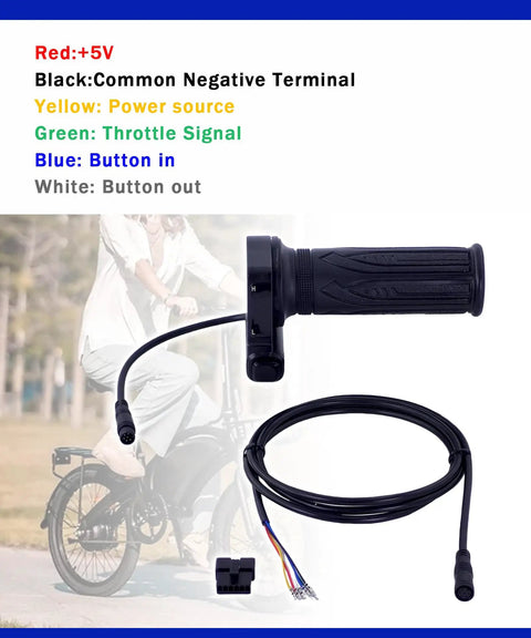 48V Throttle Grip Kit With Cruise Control Button And LCD Voltage Display For Folding Electric Bikes Easy Install Anti Slip Handle Grips Plug And Play Compatible With Jetson Haze And DYU Y16 6 Pin Plug