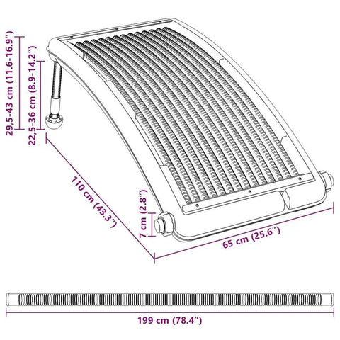 Heavy Duty Solar Pool Heater With Fully Adjustable Aluminum Legs, 43.3x25.6 inches, designed for easy installation and heating.