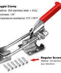 Two Pack Beefy Toggle Latch Clamp 304 Stainless Steel Adjustable Quick Release Latches with screws shown, 6.75 inches length.