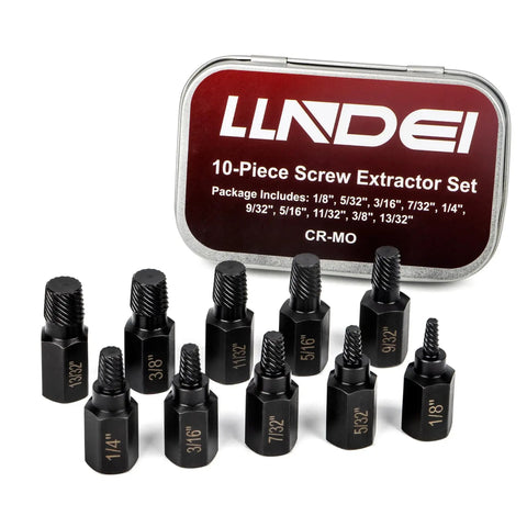 Screw Extractor Set 10 Piece Hex Head Easy Outs For Stripped Fasteners MultiSpline EZ Out Kit CRMO Hardened Extractors