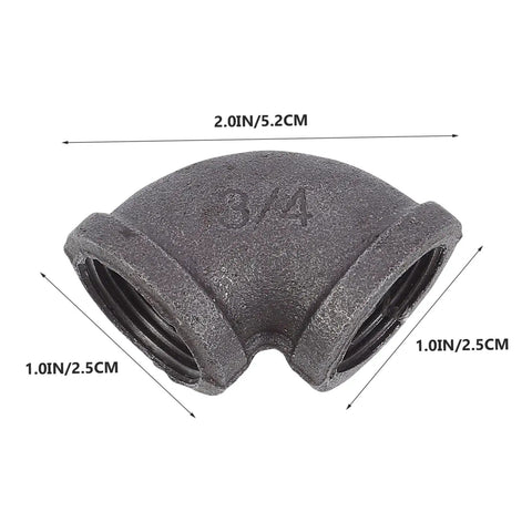 Heavy Duty Iron Hose Connectors 6 Pack Elbow Fittings For Industrial Use Black Couplings Easy To Install High Performance Tube Fittings For Long Lasting Repairs, dimensions