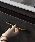 Person using Antique Brass Cabinet Pulls 5 Inch Hole Centers 128mm Zinc Alloy Handles for Dresser Wardrobe Cupboard Retro Style