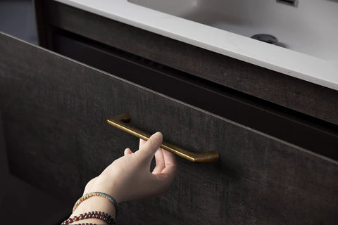 Person using Antique Brass Cabinet Pulls 5 Inch Hole Centers 128mm Zinc Alloy Handles for Dresser Wardrobe Cupboard Retro Style