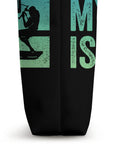 I Cant My Foil Is Calling Wing Foil Wingsurfing Tote Bag side view, silhouette design, black canvas-like material