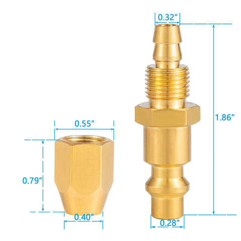 Solid Brass Pneumatic Fittings 2 Pack With Quarter Inch Barb And Quarter Inch NPT Ends For Quarter Inch ID Polyurethane Air Hose