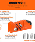 Shop Tough O1 Steel Chamfer Plane With Four Swappable Corner Edging Cutters For Buttery Smooth Wood Trimming And Top Shelf Detail Finishes Plus Dead Easy Built In Storage Keeps Your Garage Gear Tidy And Ready For Any Big Weekend Build with orange aluminum body and four blades.