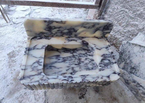 Premium Calacatta Viola Marble Fluted Vanity Sink Featuring Bold Stone Details And Dope Countertop Setup For Indoor Bathrooms Or Residential Vanities Built Tough For Daily Use, showcasing fluted design and marble finish.