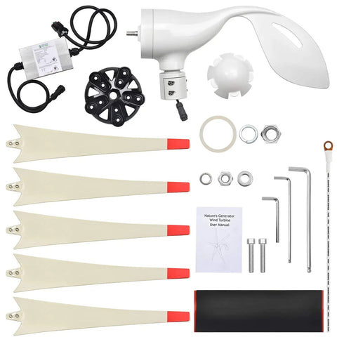 Elite Gold Off Grid Power System 3600W Solar And Wind Pure Sine Wave Kit components including turbine and blades