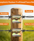 Heavy Duty Galvanized Fence Staples 200 Pack Rut Resistant Wire Nails For Mesh And Barbed Fencing Quick Setup With Electric Drill on wooden post with barbed wire.