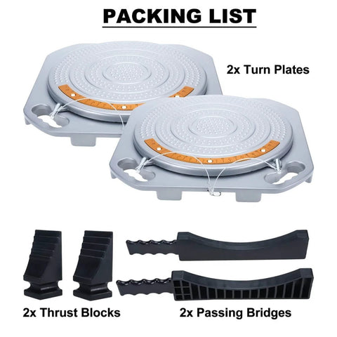 Wheel Alignment Turn Plates 360 Degree Rotating 4 Ton Capacity Pair with thrust blocks and passing bridges