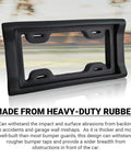 Ultimate License Plate Bumper Guard With Screws Included, shown in 2.3 inch thick heavy-duty black rubber for front protection
