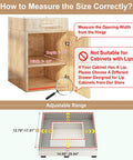 Measuring guide for Heavy Duty Pull Out Cabinet Organizer Shelf Expanding From 16 To 21 Wide Fits 13 To 17 Depth for installation.