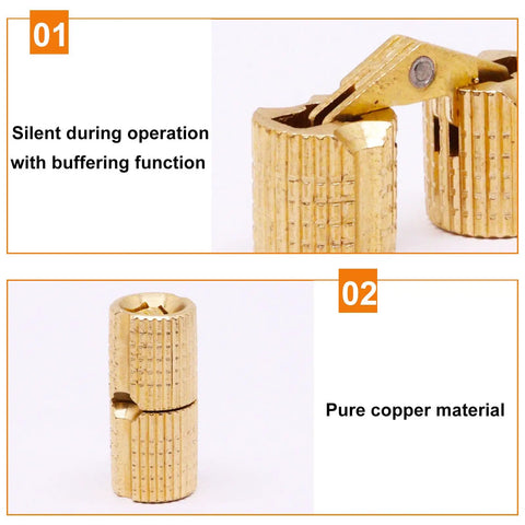 Top Shelf Solid Brass Hidden Barrel Hinges With A Dead Nuts Concealed Fit And Heavy Duty Smooth Swing For Easy Install On Woodworking Craft Jewelry Boxes Pack Of Four