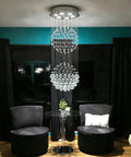6 Light Crystal Chandelier For Dining Room And Living Room, Crystal Ball Rain Drop Flush Mount Ceiling Light Fixture for foyer