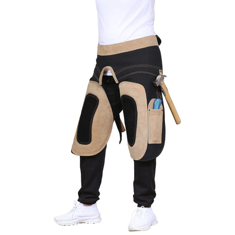 Womens Pro Grade Farrier Aprons Chaps Leather And Canvas 23 Inch Fit With Extra Knee Padding Double Knife Pockets Hammer Loops