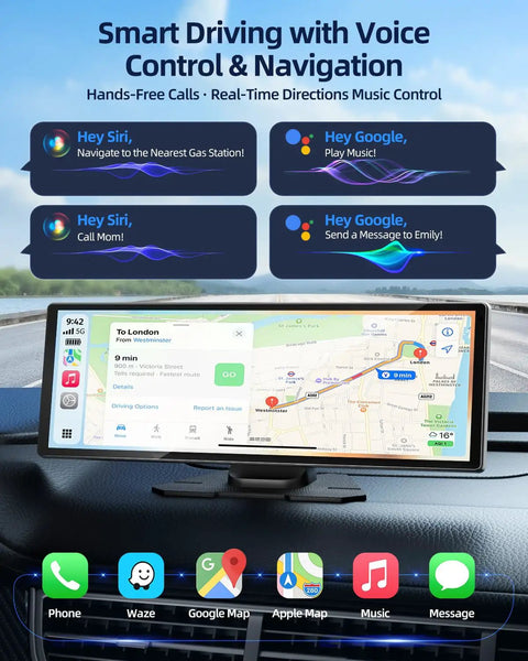 11.5 Inch Wireless Apple CarPlay Screen For Cars With Android Auto Touch Screen Car Stereo on dashboard showing navigation.