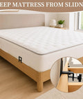 Six Pack Heavy Duty Mattress Slide Stoppers Lock Down Metal Beds Tight Adjustable Anti Slip Bed Grippers on mattress corner.