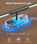 Twenty Four Inch Wireless Picture Light For Wall Rechargeable Art Lamp With Remote 8000 Mah Battery Pack showing battery capacity and USB charging port.