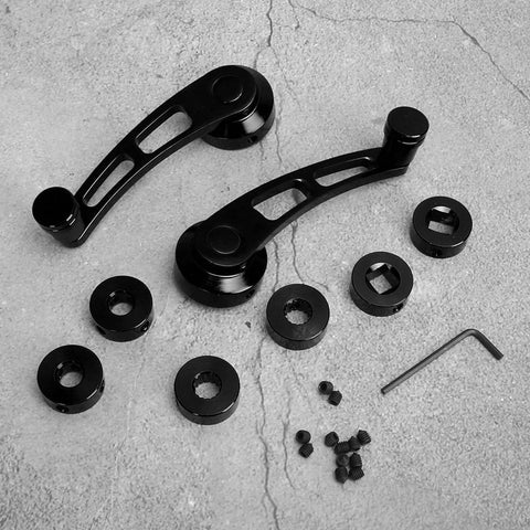 2 Pcs Window Handle And Window Riser Crank Winder Set For Classic Cars, Premium Alloy Material, Durable Black Finish Components