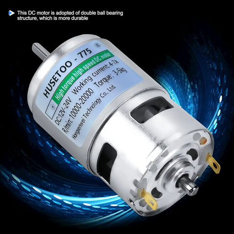 12V 775 DC Motor With High Torque Up To 20,000 RPM Dual Ball Bearing Built In Cooling Fan For Power Wheels Upgrade