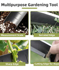 Hori Hori Garden Knife With 7 Inch Stainless Steel Blade And Full Tang Walnut Handle All Purpose Outdoor Garden Tool For Digging Weeding Cutting And Pruning Includes Hanging Hole Great Gift For Gardeners. Multipurpose garden knife with measurement scale, serrated and sharp edges.