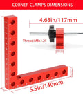 Four Pack 90 Degree Right Angle Clamps With Storage Box, 5.5 Inch Aluminum Alloy Precision Positioning Squares dimensions