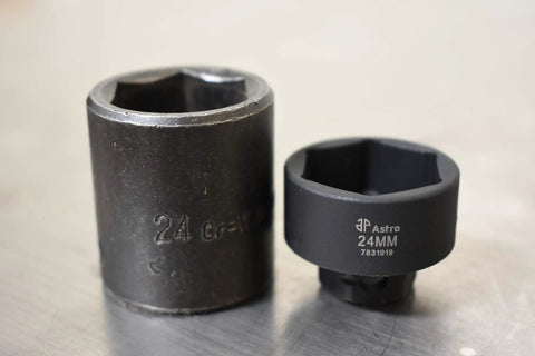 Low Profile Nano Impact Socket Set, Three Eighths Inch Drive, Nineteen Piece, Six To Twenty Four Millimeter Range, Short Stubby Sockets