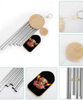 Mask Inspired Hawaiian Flowers Wind Chimes With Six Tuned Aluminum Tubes For Outdoor Decor Garden Patio Balcony Good Vibe Weatherproof Aluminum Build With Wooden Tags And Sturdy Hangers.
