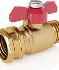 Brass garden hose shut off valve 3/4 inch full flow design, built tough and heavy duty 2026 edition with red handle.